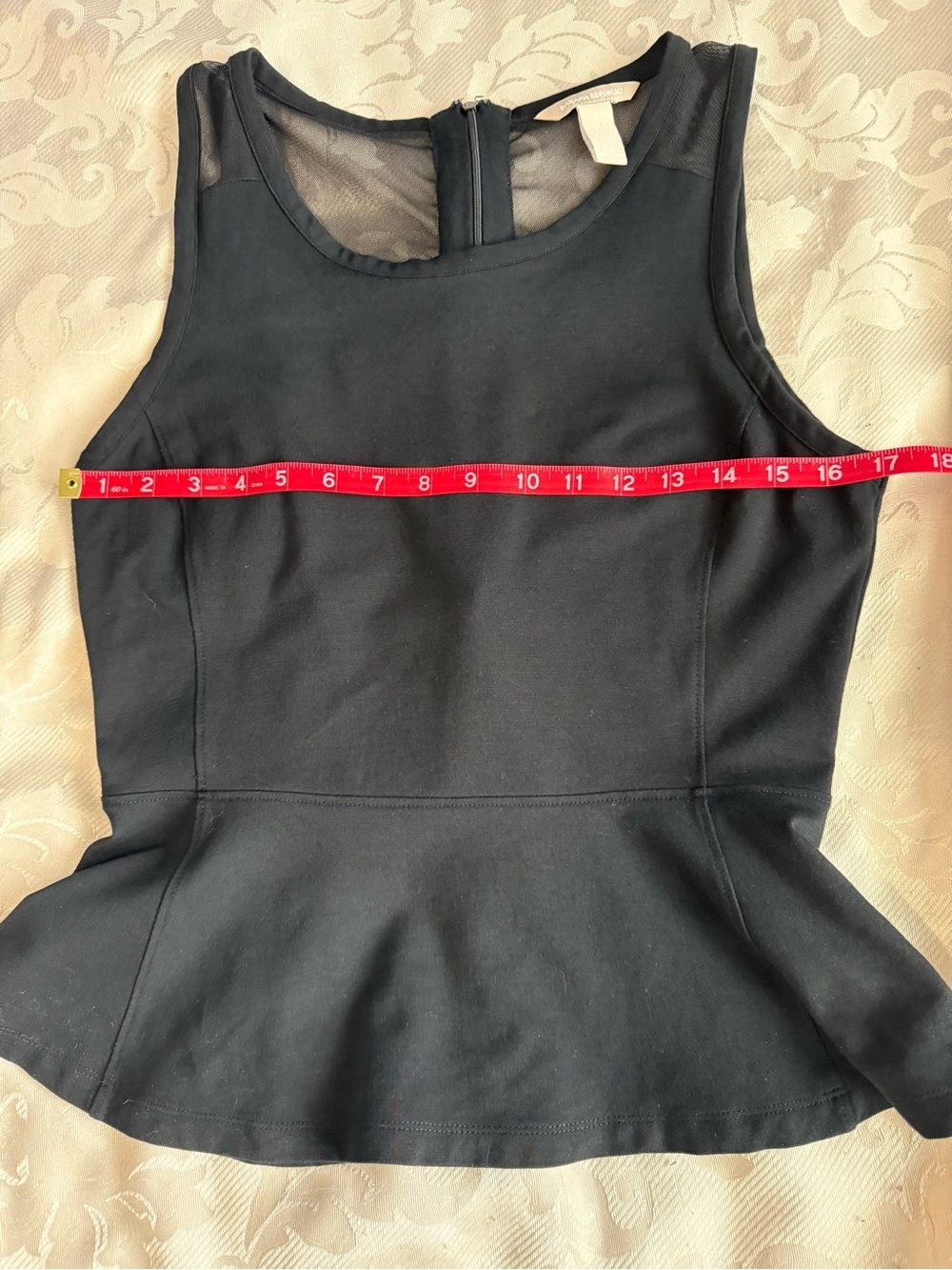 Banana Republic Black Peplum Blouse Size 4 Sheer Mesh Sleeveless - Picture 6 of 7